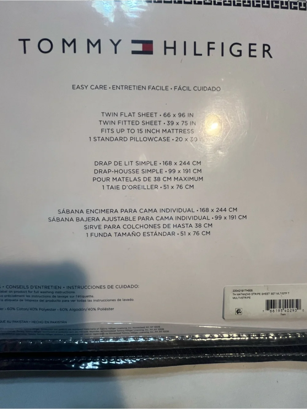 Tommy Hilfiger Twin Sheet Set with Navy, Red, White Accent